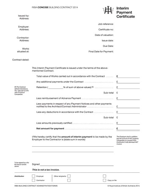construction interim payment certificate template